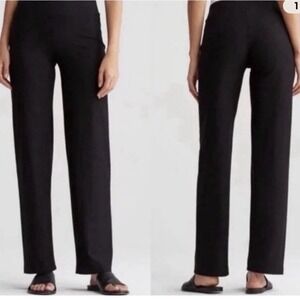 Eileen Fisher Women's Straight  Pull On Elastic Waist Pants Black Sz. Medium EUC